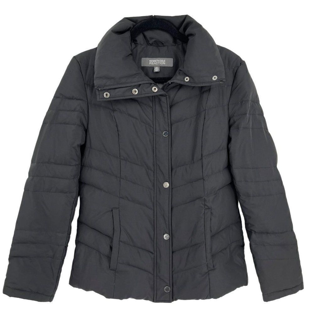 Kenneth Cole Reaction Duckdown Lightweight Puffer Jacket Black Women Small‎